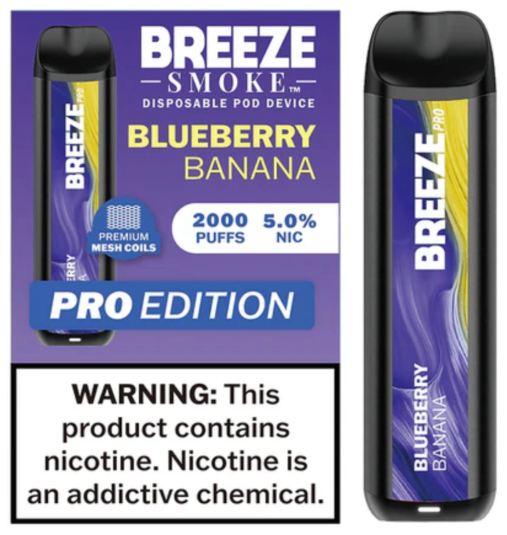 BREEZE PRO 2K - 5% DISPOSABLE - BLUEBERRY BANANA – HAVANA SMOKE SHOP